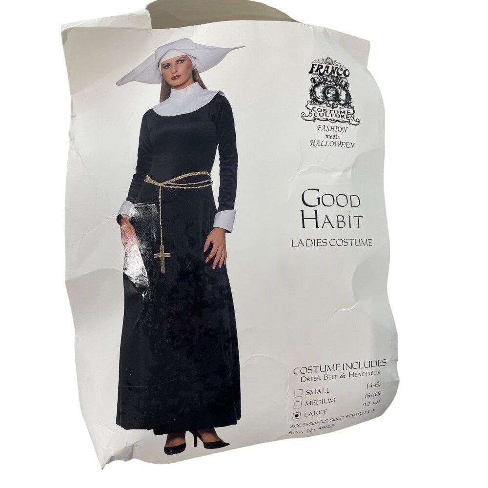 Franco Costume Culture Good Habit Nun Ladies Costume Size Large Halloween NEW